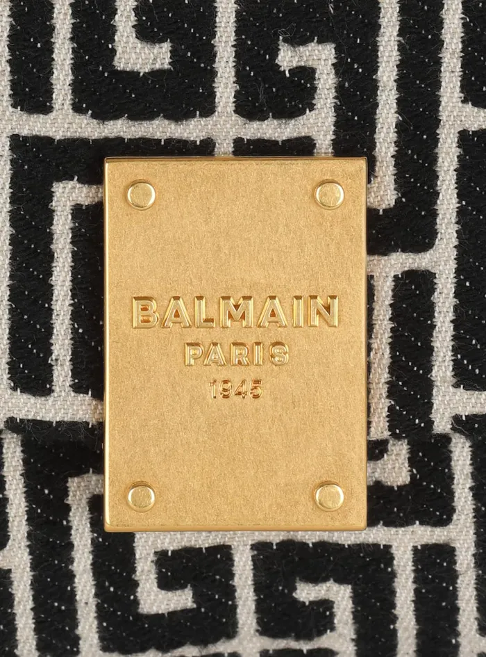 1945 Soft Mini Bag With Jacquard Monogram Black Women Balmain Crossbody Bags