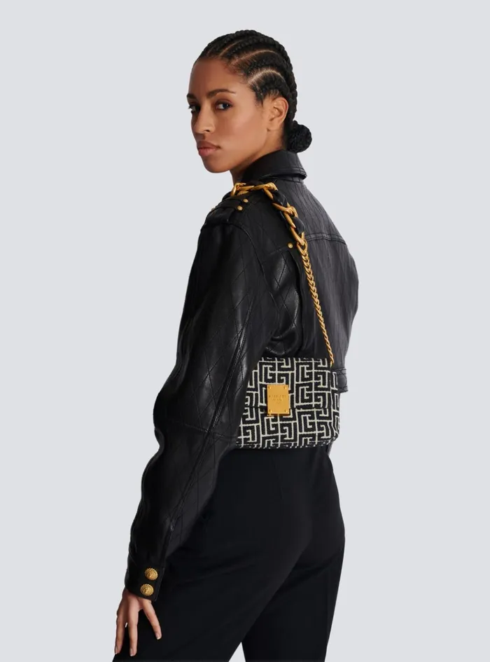 1945 Soft Mini Bag With Jacquard Monogram Black Women Balmain Crossbody Bags