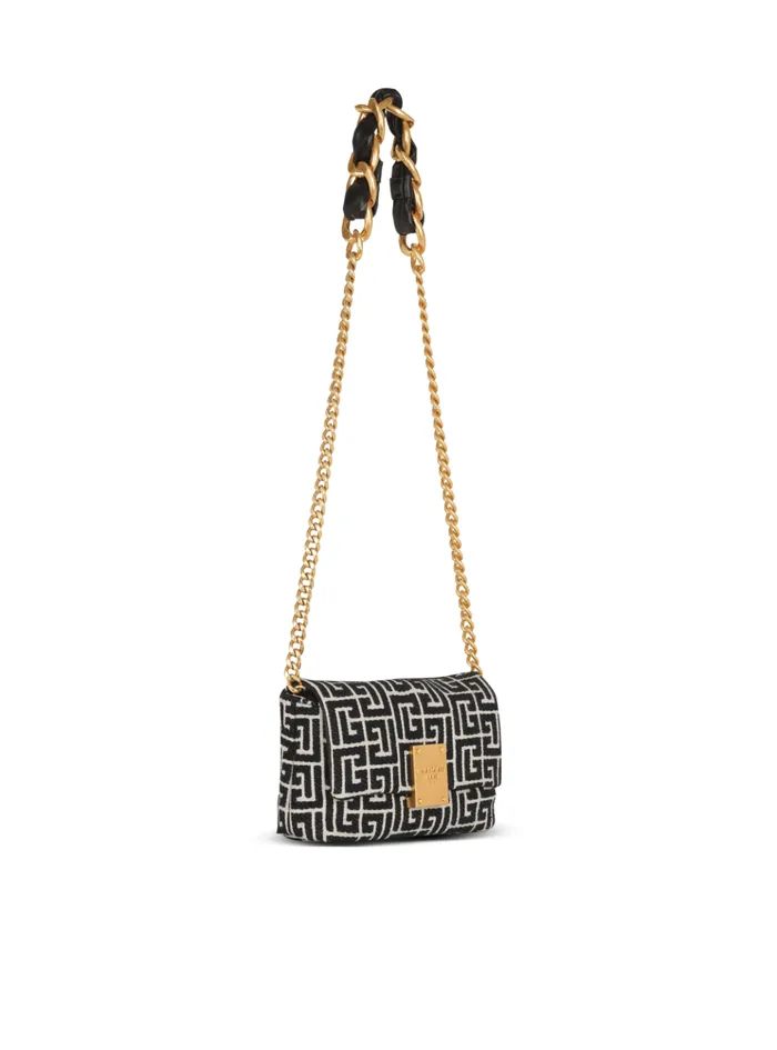 1945 Soft Mini Bag With Jacquard Monogram Black Women Balmain Crossbody Bags