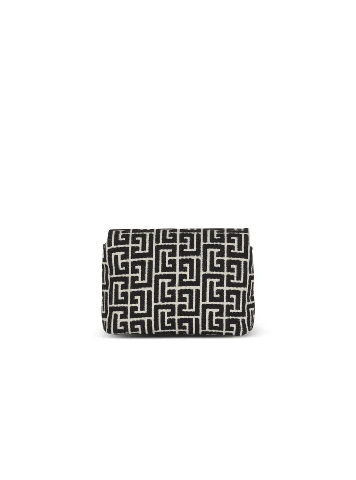 1945 Soft Mini Bag With Jacquard Monogram Black Women Balmain Crossbody Bags
