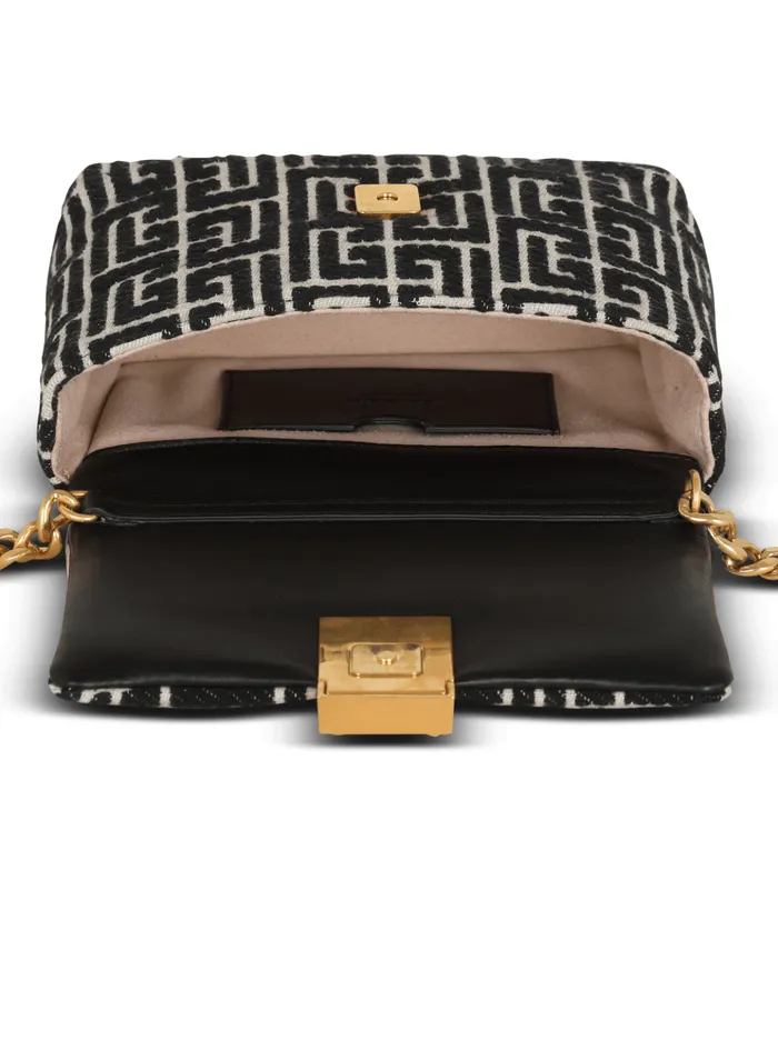 1945 Soft Mini Bag With Jacquard Monogram Black Women Balmain Crossbody Bags
