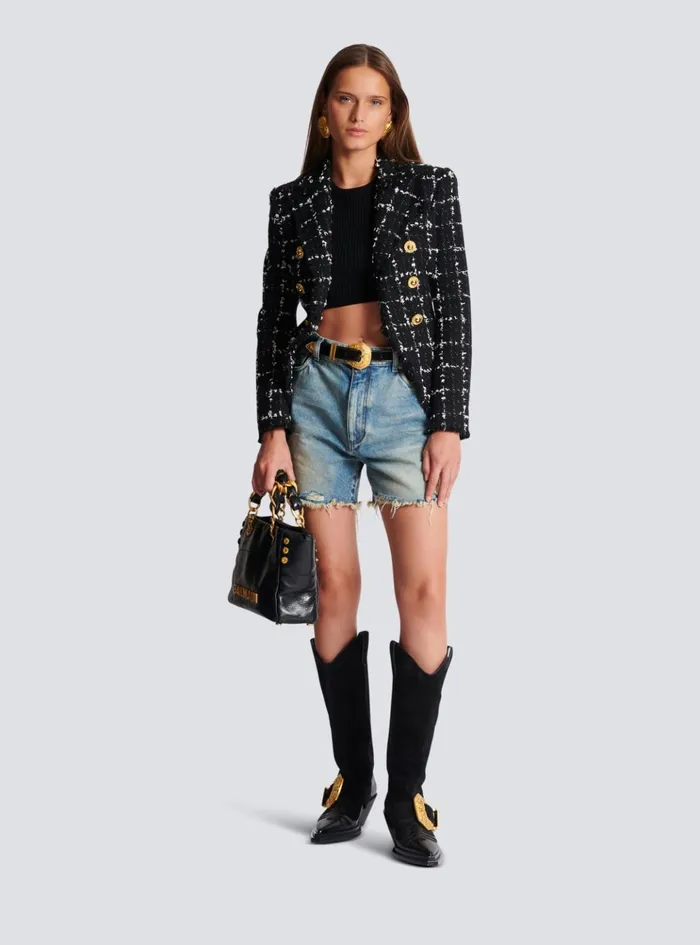 3button Fine Knit Top Black Women Balmain Tops And Shirts