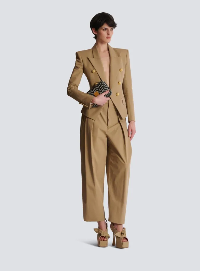 6button Cotton Jacket Beige Women Balmain Jackets And Blazers