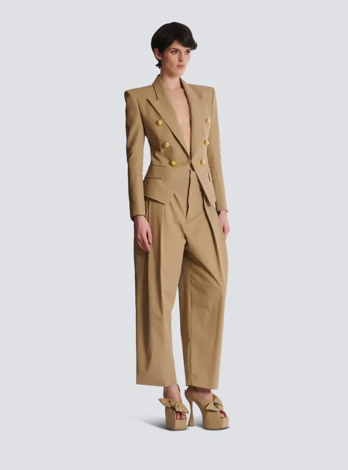 6button Cotton Jacket Beige Women Balmain Jackets And Blazers