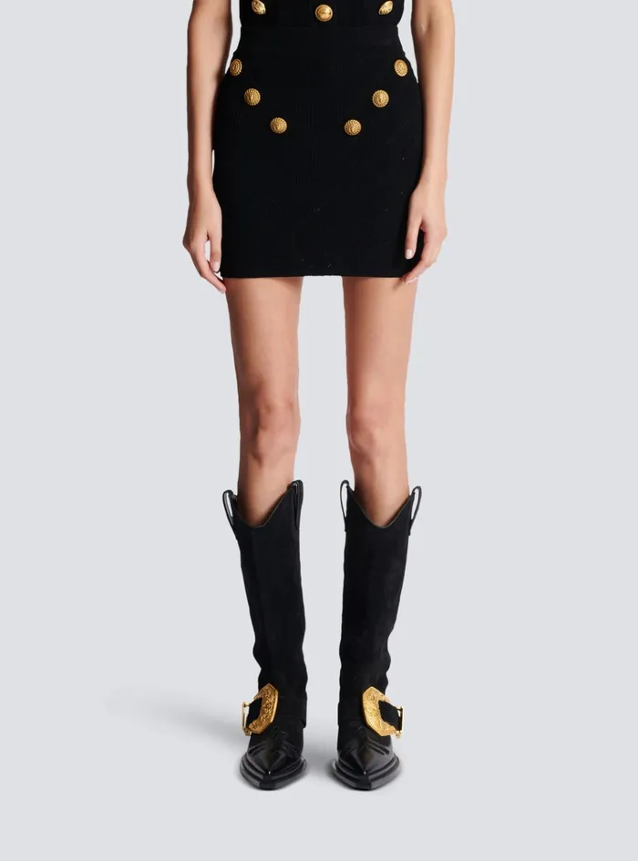 6button Knit Skirt Black Women Balmain Knitwear