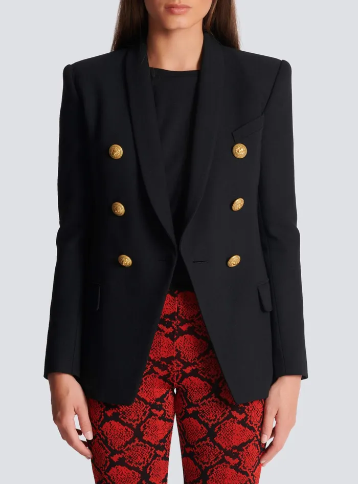 6button Wool Jacket Black Women Balmain Jackets And Blazers