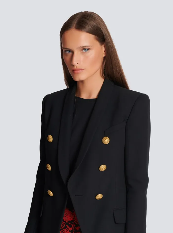 6button Wool Jacket Black Women Balmain Jackets And Blazers