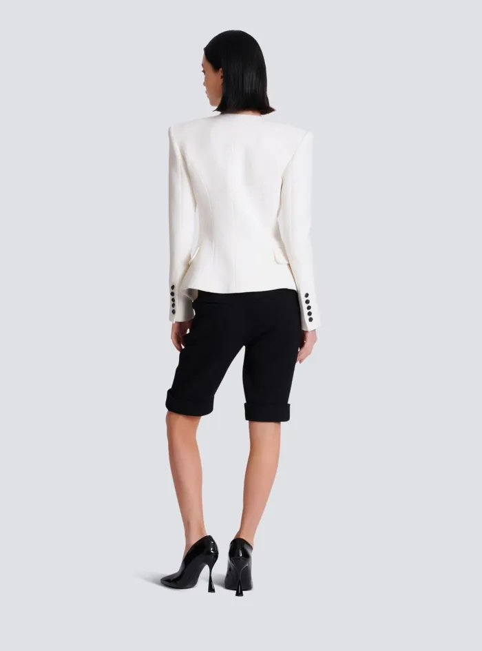 8button Double Crepe Jacket White Women Balmain Jackets And Blazers