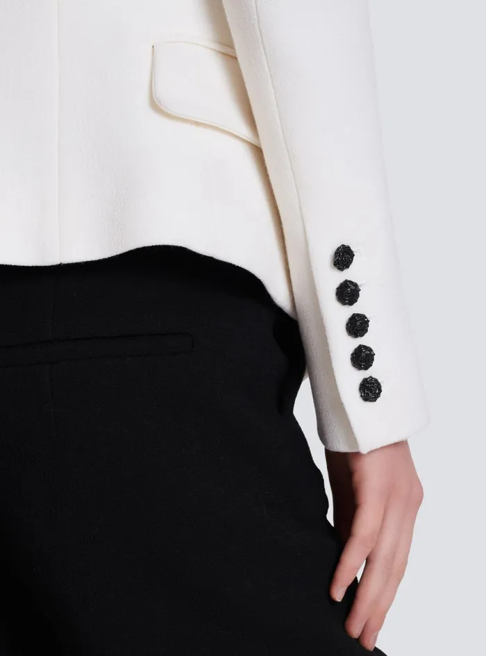 8button Double Crepe Jacket White Women Balmain Jackets And Blazers