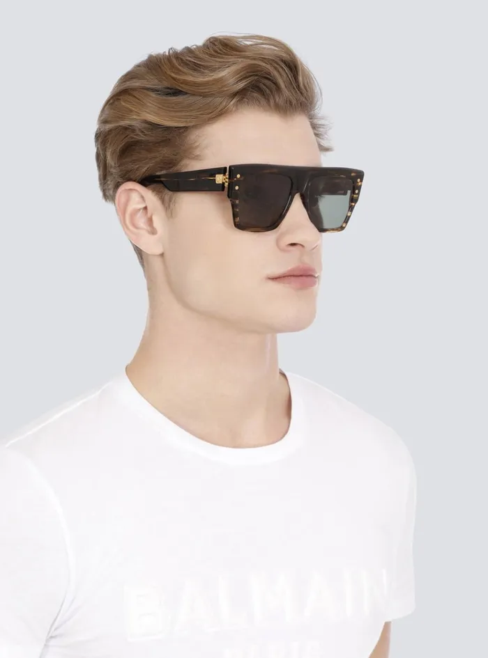 Acetate BI Sunglasses Brown Men Balmain Eyewear