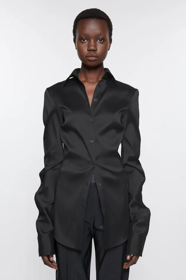Acne Studios Asymmetric Buttonup Shirt Black Women Shirts and Blouses