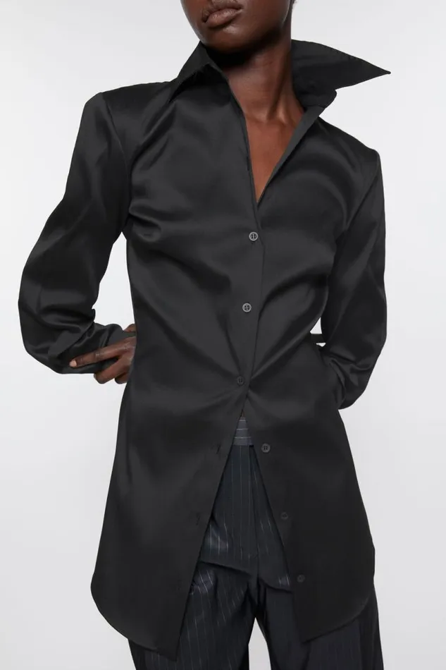 Acne Studios Asymmetric Buttonup Shirt Black Women Shirts and Blouses