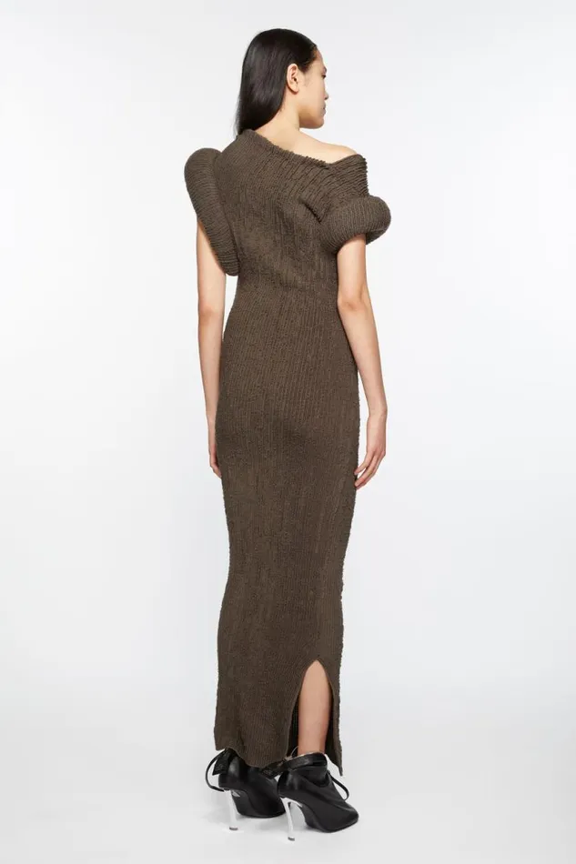 Acne Studios Asymmetric Knit Dress Taupe Grey Women Dresses Acne Studios Asymmetric Knit Dress Taupe Grey Women Dresses