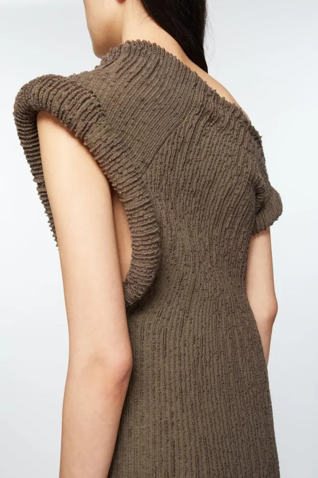 Acne Studios Asymmetric Knit Dress Taupe Grey Women Dresses Acne Studios Asymmetric Knit Dress Taupe Grey Women Dresses