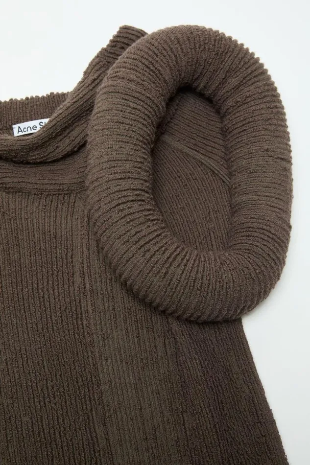 Acne Studios Asymmetric Knit Dress Taupe Grey Women Dresses Acne Studios Asymmetric Knit Dress Taupe Grey Women Dresses