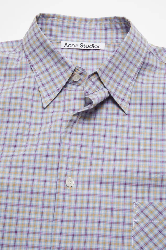Acne Studios Buttonup Shirt Cornflower Blueyellow Men Shirts Acne Studios Buttonup Shirt Cornflower Blueyellow Men Shirts