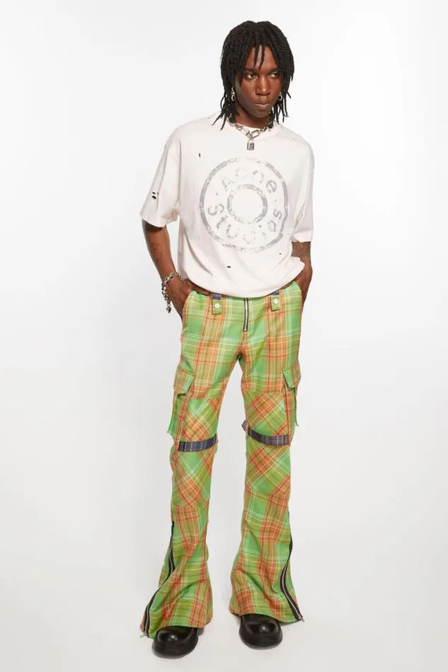 Acne Studios Cargo Check Trousers Greenbrown Men Trousers