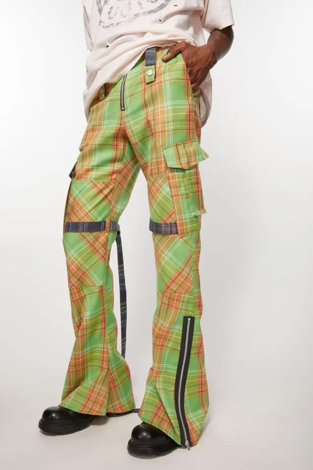 Acne Studios Cargo Check Trousers Greenbrown Men Trousers