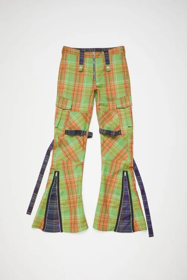 Acne Studios Cargo Check Trousers Greenbrown Men Trousers