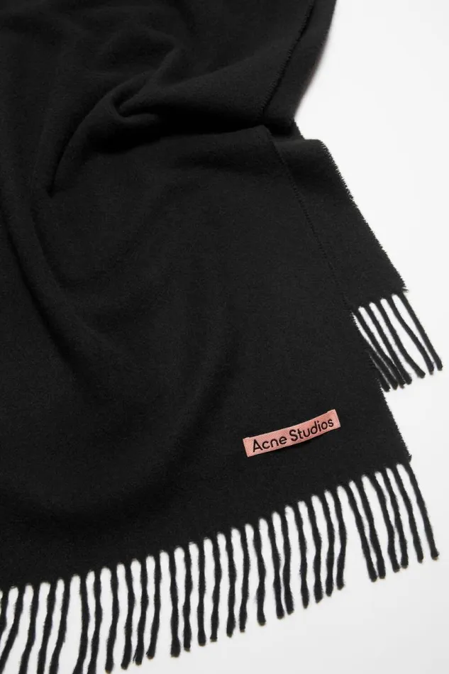 Acne Studios Cashmere Fringe Scarf 8211 Narrow Black Women Scarves Acne Studios Cashmere Fringe Scarf 8211 Narrow Black Women Scarves