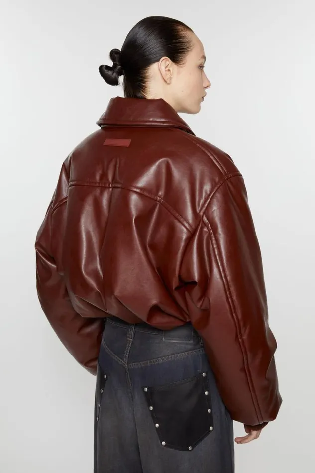 Acne Studios Coated Bomber Jacket Dark Burgundy Women Outerwear Acne Studios Coated Bomber Jacket Dark Burgundy Women Outerwear