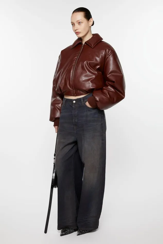 Acne Studios Coated Bomber Jacket Dark Burgundy Women Outerwear Acne Studios Coated Bomber Jacket Dark Burgundy Women Outerwear