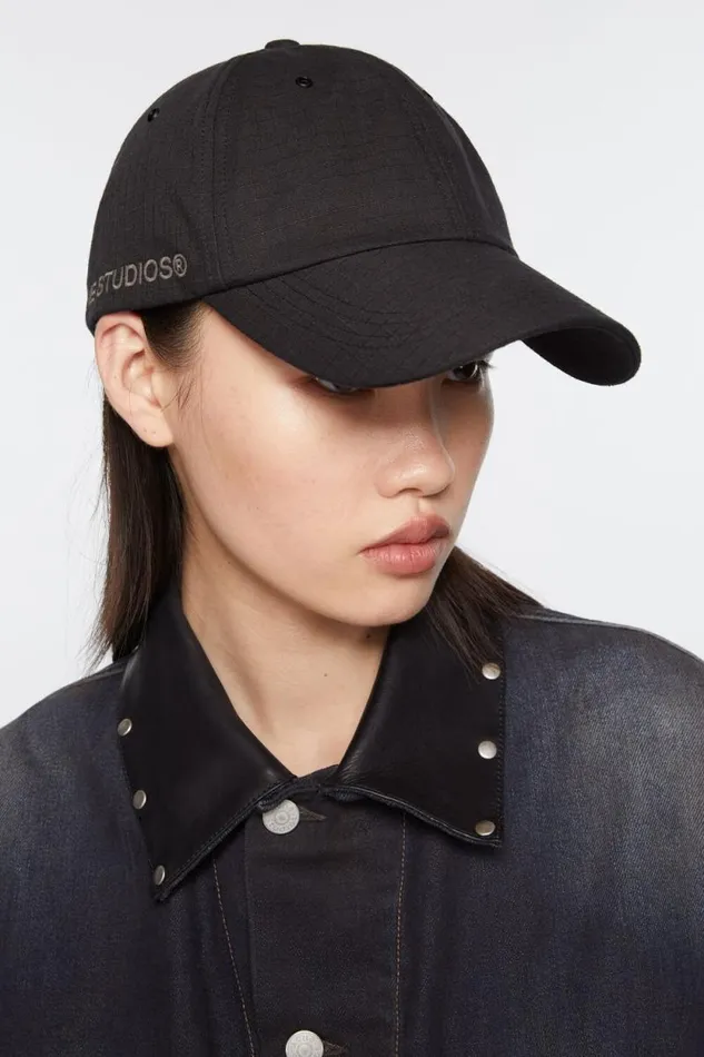 Acne Studios Cotton Ripstop Cap Black Women Hats
