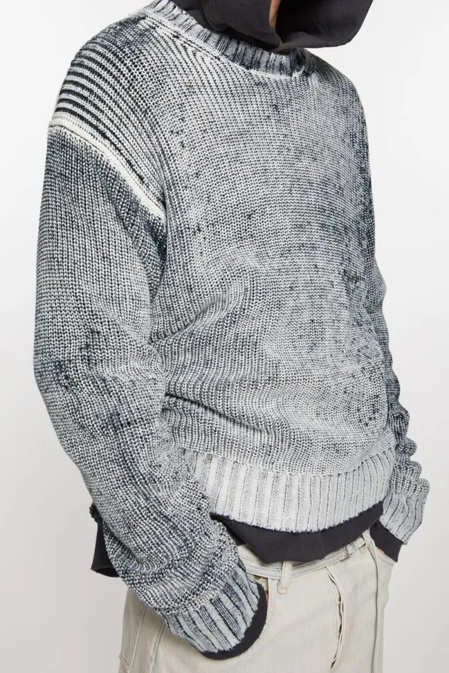 Acne Studios Crew Neck Jumper Blackwhite Men Knitwear Acne Studios Crew Neck Jumper Blackwhite Men Knitwear