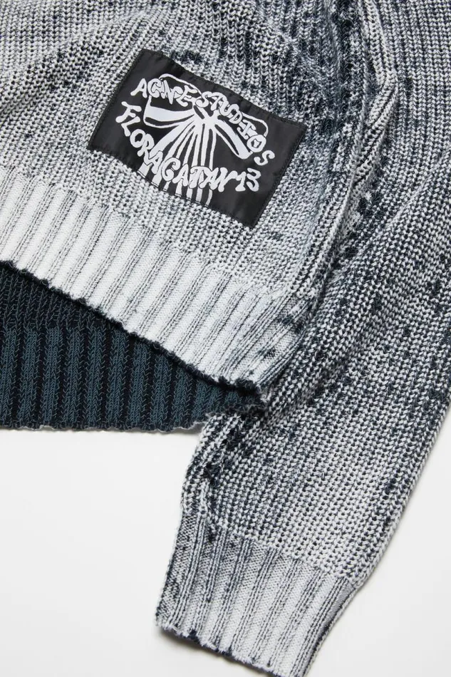 Acne Studios Crew Neck Jumper Blackwhite Men Knitwear Acne Studios Crew Neck Jumper Blackwhite Men Knitwear