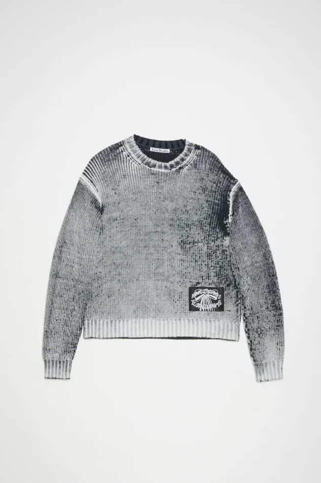 Acne Studios Crew Neck Jumper Blackwhite Men Knitwear Acne Studios Crew Neck Jumper Blackwhite Men Knitwear
