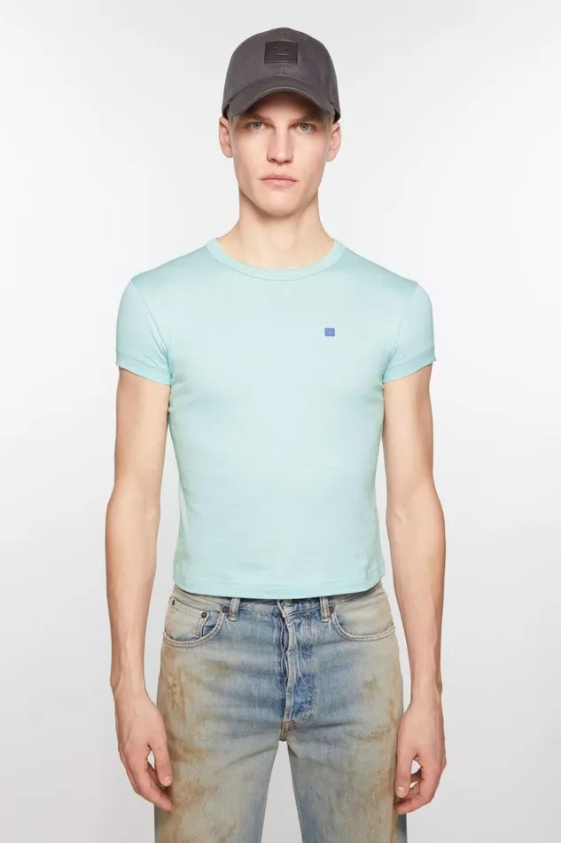 Acne Studios Crew Neck Tshirt 8211 Fitted Fit Dusty Blue Men Tshirts