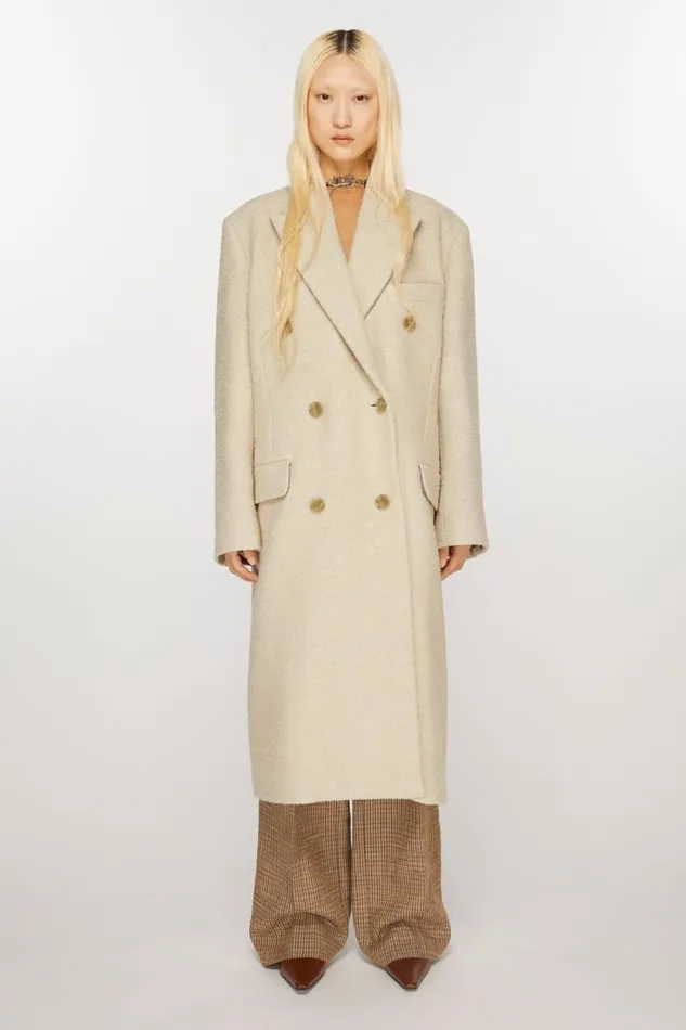 Acne Studios Doublebreasted Wool Coat Warm White Women Outerwear