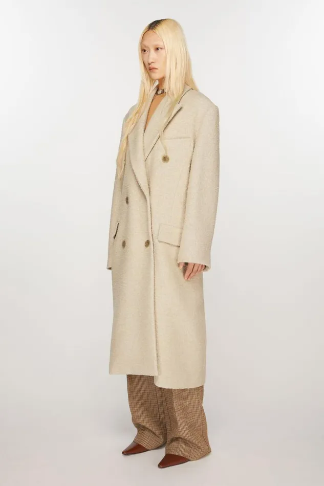 Acne Studios Doublebreasted Wool Coat Warm White Women Outerwear