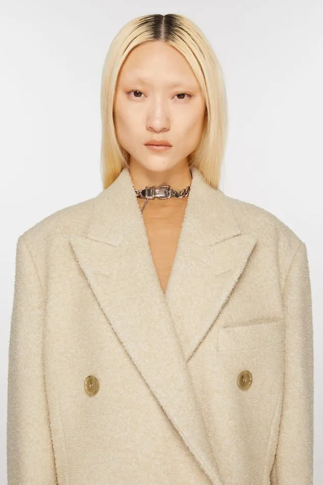 Acne Studios Doublebreasted Wool Coat Warm White Women Outerwear