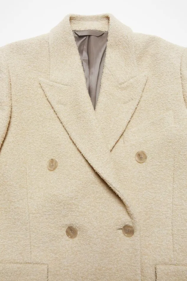Acne Studios Doublebreasted Wool Coat Warm White Women Outerwear