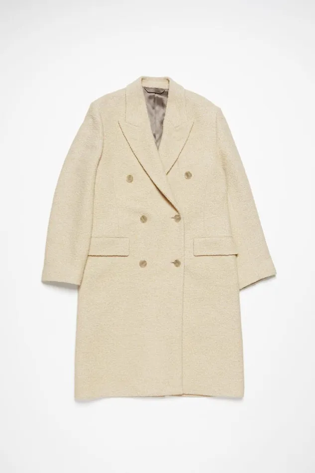 Acne Studios Doublebreasted Wool Coat Warm White Women Outerwear