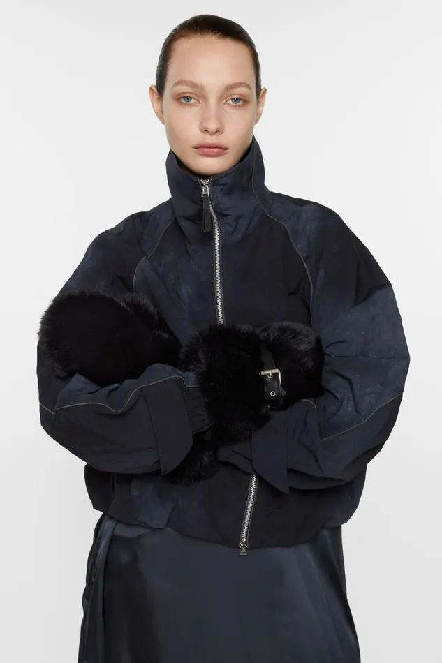 Acne Studios Fluffy Buckle Mittens Black Men Other Accessories