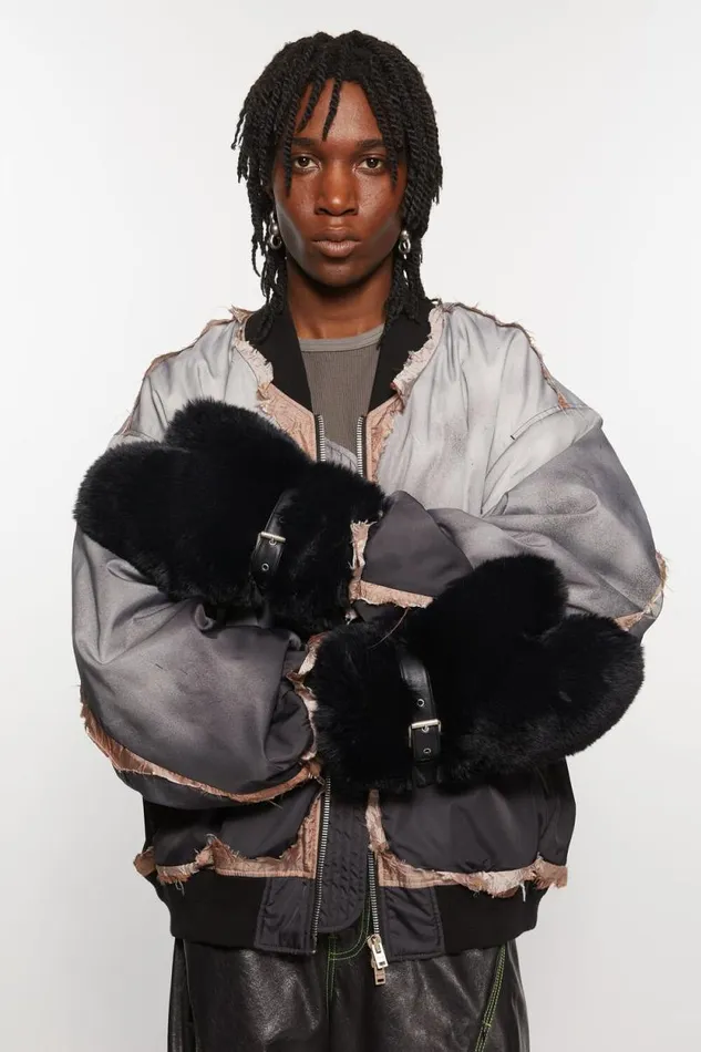 Acne Studios Fluffy Buckle Mittens Black Men Other Accessories
