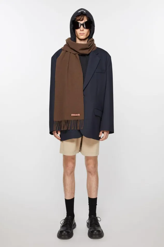 Acne Studios Fringe Wool Scarf 8211 Skinny Chocolate Brown Women Scarves Acne Studios Fringe Wool Scarf 8211 Skinny Chocolate Brown Women Scarves