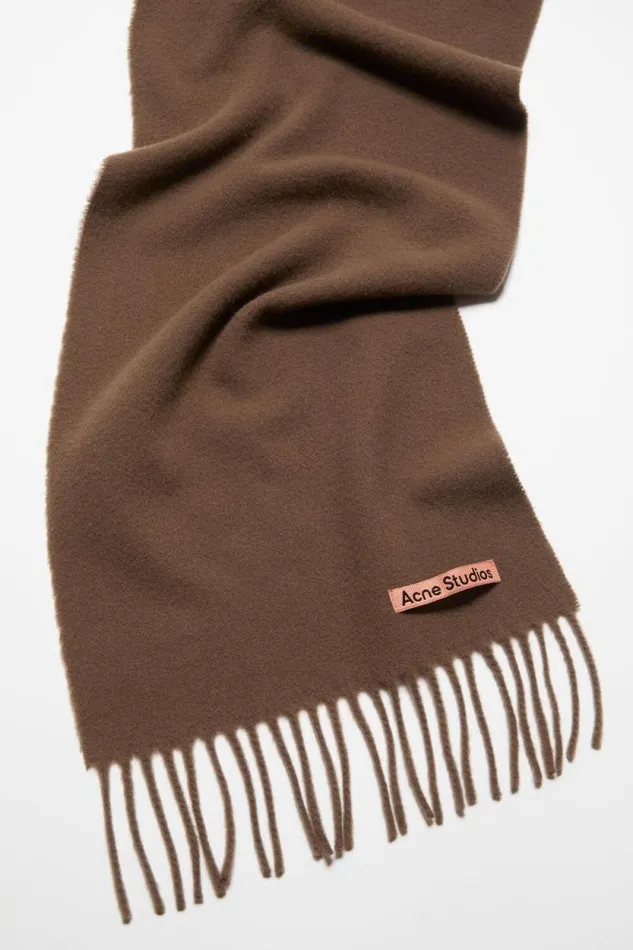 Acne Studios Fringe Wool Scarf 8211 Skinny Chocolate Brown Women Scarves Acne Studios Fringe Wool Scarf 8211 Skinny Chocolate Brown Women Scarves