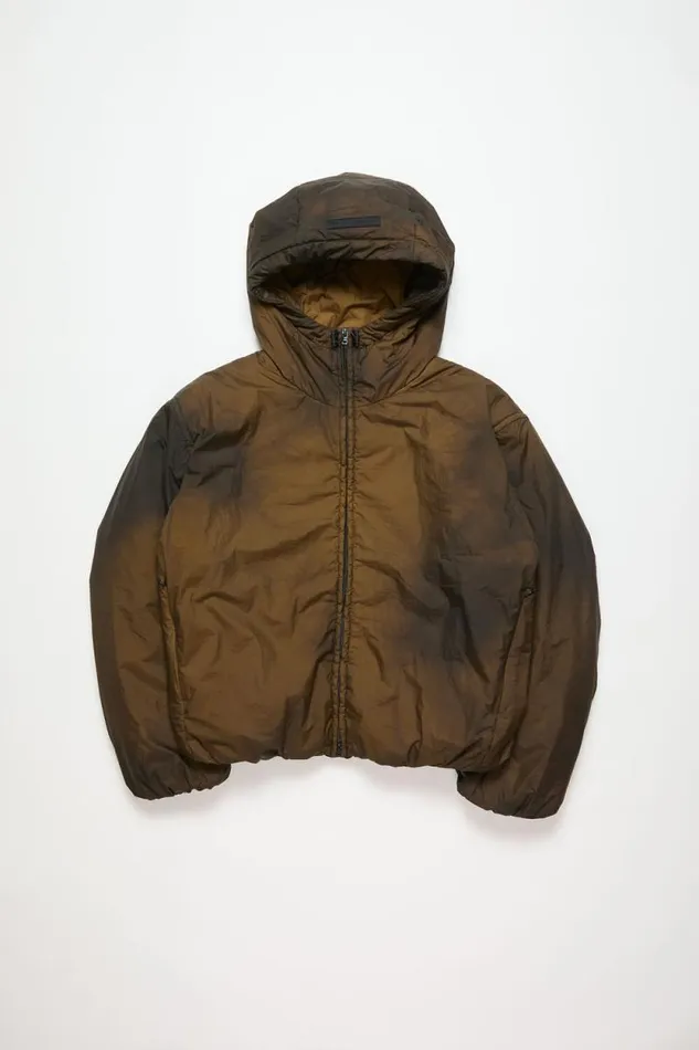 Acne Studios Hooded Puffer Jacket Beigeblack Women Outerwear