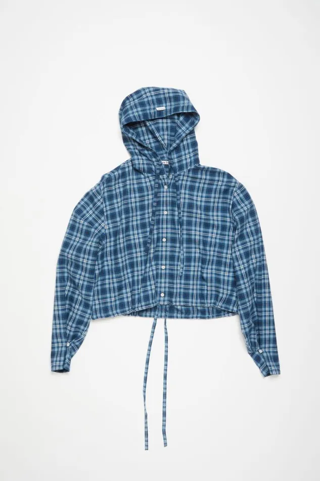 Acne Studios Hooded Shirt Mid Bluedusty Blue Women Shirts and Blouses Acne Studios Hooded Shirt Mid Bluedusty Blue Women Shirts and Blouses