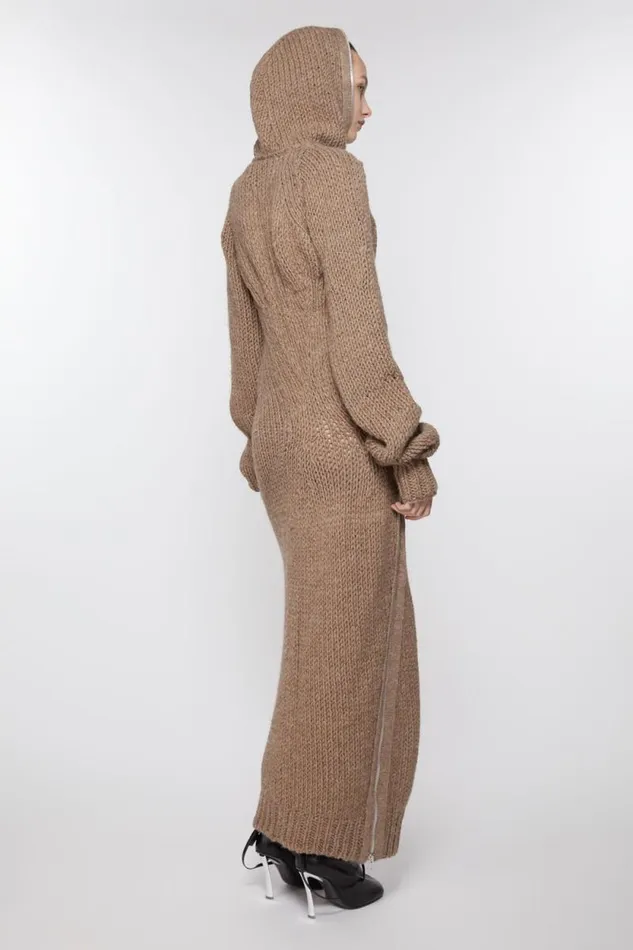 Acne Studios Hooded Wool Dress Camel Beige Women Dresses Acne Studios Hooded Wool Dress Camel Beige Women Dresses
