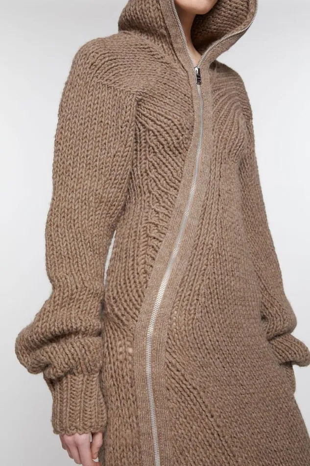 Acne Studios Hooded Wool Dress Camel Beige Women Dresses Acne Studios Hooded Wool Dress Camel Beige Women Dresses