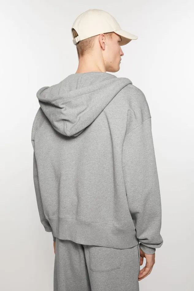 Acne Studios Hooded Zip Sweater Light Grey Melange Men Sweatshirts Acne Studios Hooded Zip Sweater Light Grey Melange Men Sweatshirts