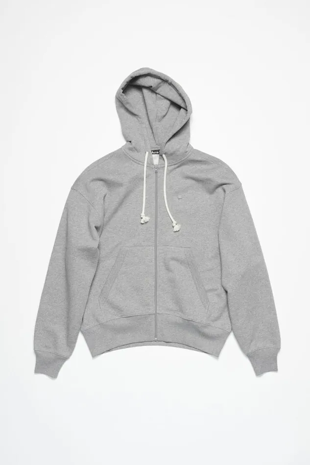 Acne Studios Hooded Zip Sweater Light Grey Melange Men Sweatshirts Acne Studios Hooded Zip Sweater Light Grey Melange Men Sweatshirts