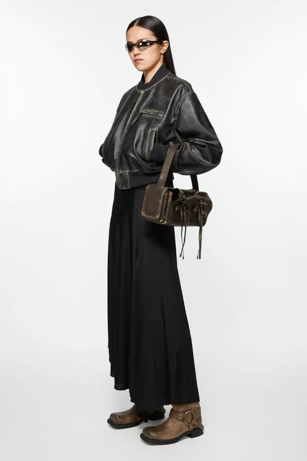Acne Studios Leather Bomber Jacket Black Women Outerwear Acne Studios Leather Bomber Jacket Black Women Outerwear