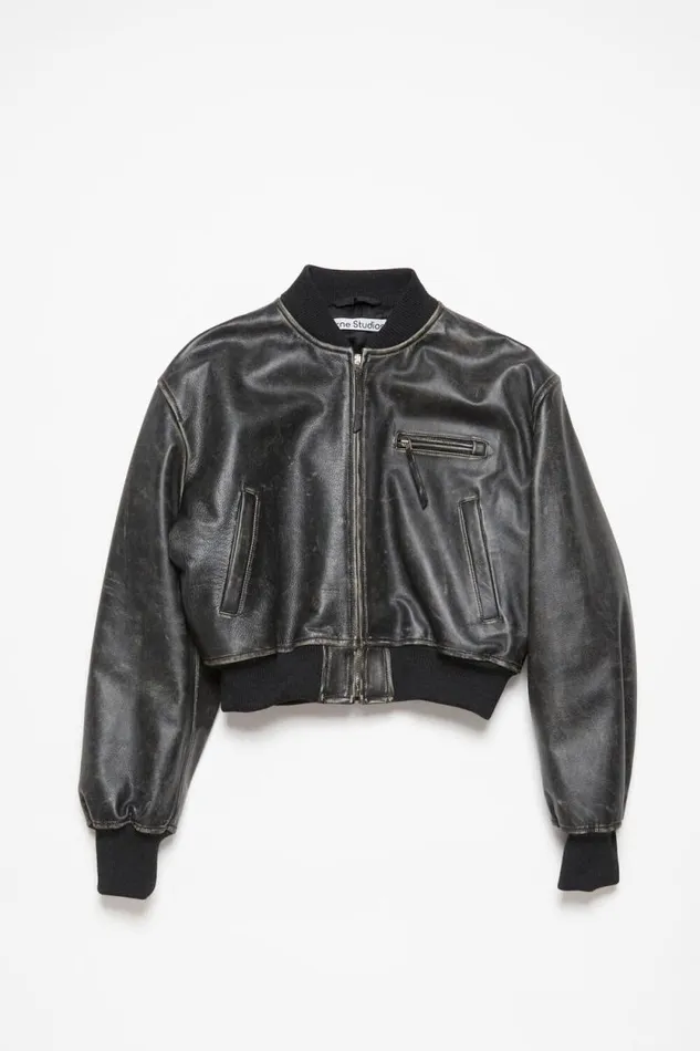 Acne Studios Leather Bomber Jacket Black Women Outerwear Acne Studios Leather Bomber Jacket Black Women Outerwear