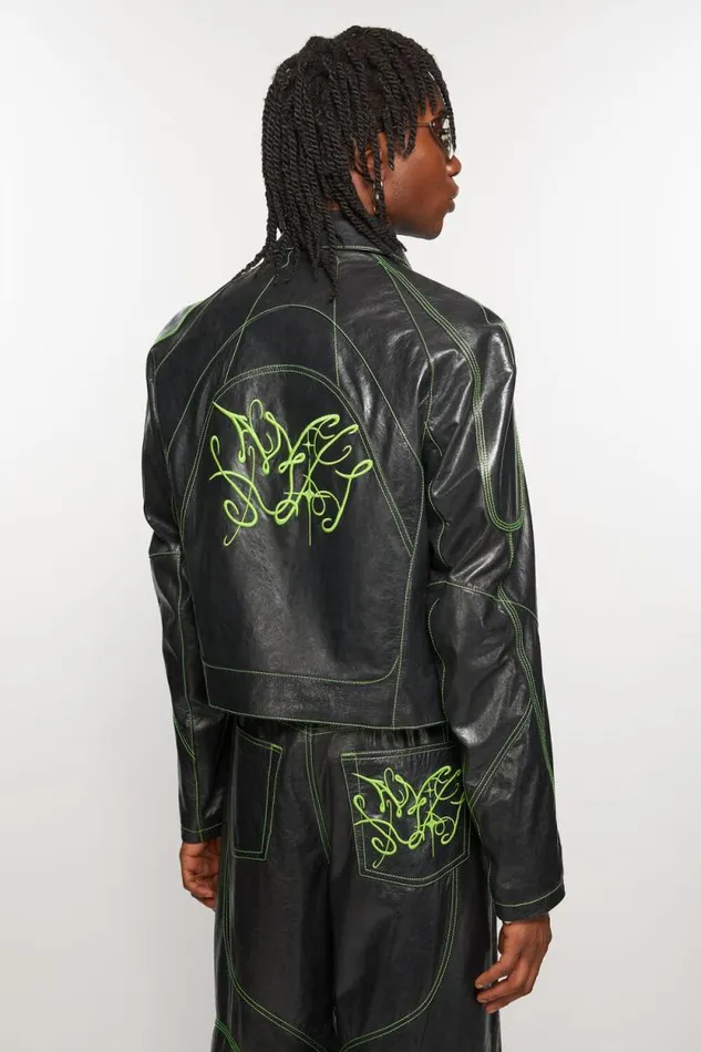 Acne Studios Leather Jacket Anthracite Grey Men Outerwear Acne Studios Leather Jacket Anthracite Grey Men Outerwear