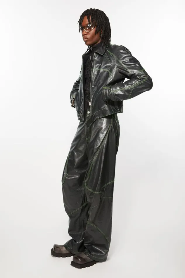 Acne Studios Leather Jacket Anthracite Grey Men Outerwear Acne Studios Leather Jacket Anthracite Grey Men Outerwear